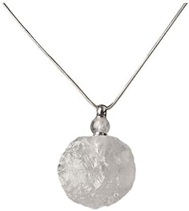 AMOYSTONE 1P Women Long Necklace Clear Quartz Gemstone Perfume Essential Oil Diffuser Bottle Natural Crystal Pendant Irregular Unpolished