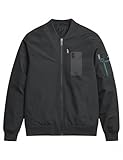Vzteek Mens Bomber Jacket Lightweight Waterproof Windbreaker Stand Collar with Multiple Pockets Ribbed Cuff, Spring Fall Zip Up Coat for Outdoor, Casual, Business(Black,Large)