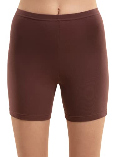 Image of NYKD NYP083 Cotton Stretch Mid Rise Mid Thigh Shorts for Women with Concealed Waistband All Day Comfort