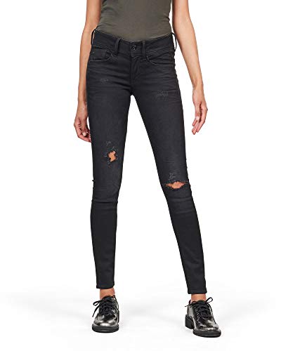 G-STAR RAW Women's Lynn Mid Skinny Jeans, Grey (worn in ripped lava D06746-B472-A961), 26W / 32L