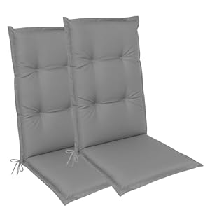 LILENO HOME Gartenstuhl Auflagen als [2er Set - Hochlehner] in Uni Hellgrau Neu - Bequeme Liegen als Sitzauflagen für Gartenmöbel - Stuhlkissen für Gartenstühle und Klappstühle