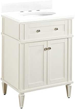 Signature Hardware 464513 Elmdale 24" Free Standing Single Vanity Set with Mahogany Cabinet, Vanity Top, and Oval Undermount Vitreous China Sink - 8" Faucet Holes