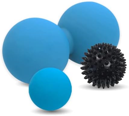 Calculated Fitness-Peanut Massage Ball Set 3 Pack Muscle Ball with Carry Bag - Double Lacrosse Ball, Smooth Ball, Spiky Ball for Trigger Point, Myofascial Release - Massager Balls for Neck, Back, Leg