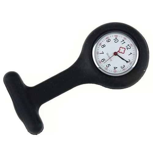 Relógio De Lapela Enfermagem De Bolso Broche De Silicone (Preto)