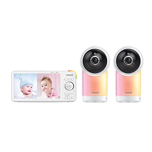 VTech 2 Camera 1080p Smart WiFi Remote Access 360 Degree Pan & Tilt Video Baby Monitor with 5” High Definition 720p Display, Night Light, RM5766-2HD by VTech - Used condition - CA$159.56