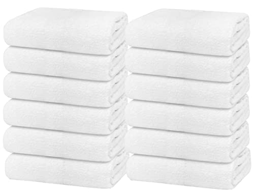 Avalon Towels 100% Cotton Pool Towels White Beach Towels Pack of 12 (22x44 Inches) - Quick Drying Highly Absorbent & Lightweight for Commercial Use for Hotels Motels Beaches & Poolside