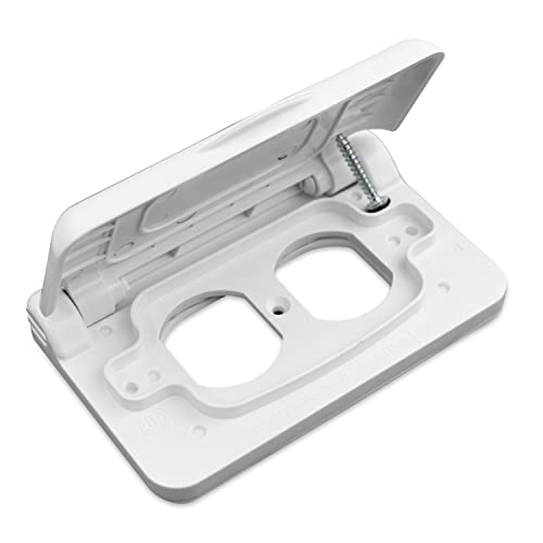 Leisure Cords 15 Amp Weatherproof Receptacle Cover for RV Trailer RV Outdoor Electrical Outlet (White-Dual)