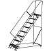 Ballymore Co Inc 7 Step Steel Safety Stairway Slope Rolling Ladder Weight Actuated Lock 16"W Perf. Step-WA-SW-72414P