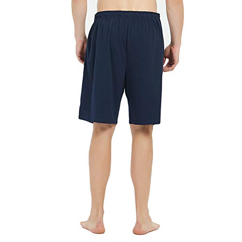 U2Skiin 2 Pack Mens Cotton Pajama Shorts, Lightweight Lounge Pant With Pockets Soft Sleep Pj Shorts For Men(Navy/Light Grey Mel,L) #TOP4