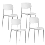 Baroni Home Lot de 4 chaises en plastique avec dossier rectangulaire, chaises empilables, sans montage, faciles à nettoyer, avec patins antidérapants, pour cuisine, salon, salle à manger, 37 x 38 x 77