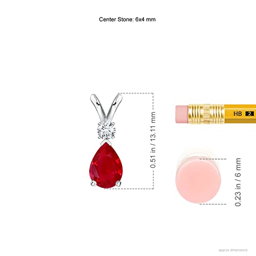 Angara Natural Ruby Solitaire Pendant for Women | Prong-Set Ruby Teardrop V-Bale Pendant with Diamond in 14K Solid Gold/Silver/Platinum | July Birthday, Anniversary, Gemstone Jewellery Gift4