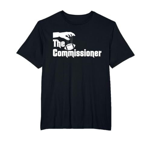 The Commissioner Funny Fantasy Football T-Shirt, Men's Big and Tall, Black, 5X Tall