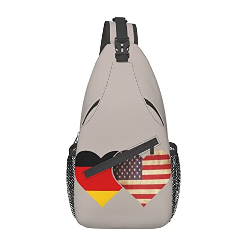 Mochila tipo bandolera unisex con banderas de Alemania y EE.UU. miniatura 2