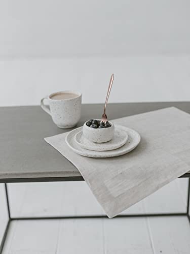 Linen Placemats Set Of 6 - Pure 100% Flax Cloth Place Mats - Woven Table Mats Washable Cloth 14X19-Inch Natural Fabric Dining Kitchen Table Cloth Placemats #TOP6