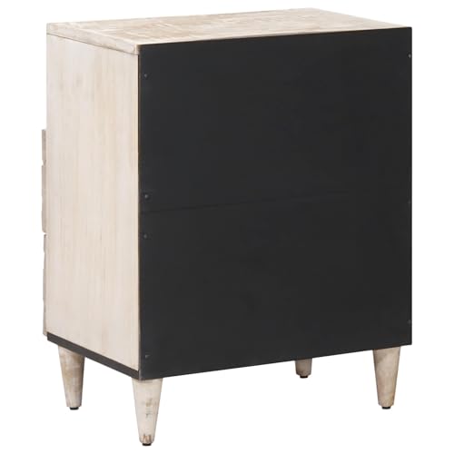 Table de chevet blanche 2 tiroirs en manguier table d'appoint salon