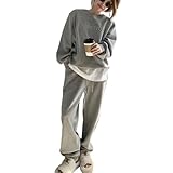 [1/2plus] ニブンノイチプラス ルーム ウエア 上下 セット アップ 2点 スウェット スーツ 旅行 着 部屋 レディース (グレー,XXL)