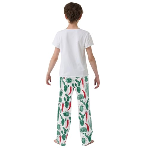 ZZXXB Chilli Cacti Boys Long Pants Soft Trousers Elastic Waist Kids Lounge Bottoms with Pockets S-XL3