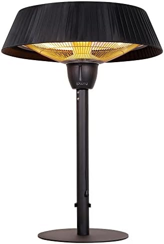 Lowry LTTPTH3 1.5KW 70 cm High Outdoor Black Table Top Electric Garden Patio Heater with Halogen Heating Element, Manual Pull Cord Control & Weighted Base