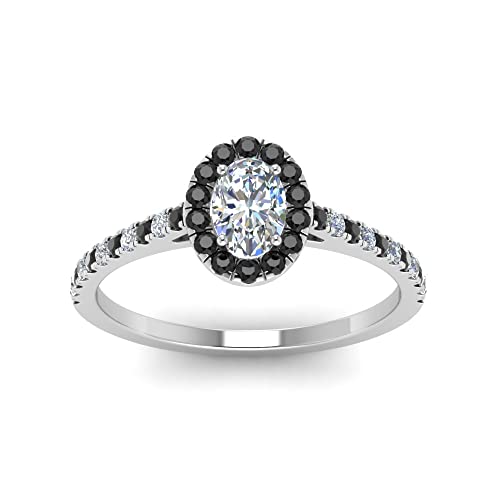 Bague diamant halo forme ovale en argent sterling cadeau de fiancailles