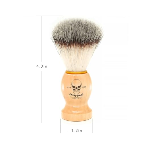 Shaving Brush for Men, Wood handle Shave Brush,Mens Shaving Cream & Soap Brush (skull)