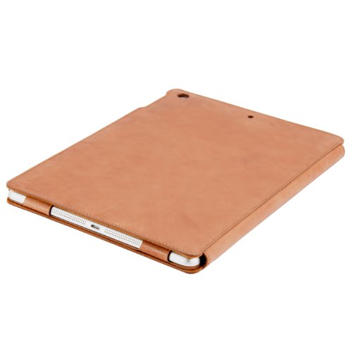 MACOON iPad Air 'Smart Traveler' Leather case is Made of 100% Cowhide Genuine Leather case Shell Sleeve, Color: Havana Brown