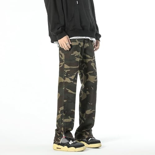 Jeans Pants Trousers Denim Spring and Autumn Retro Camouflage Zipper Classic Workwear Military Style Casual4