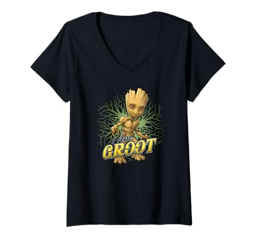 T-shirt Marvel Guardians Of The Galaxy Femme Col V Imprimé Graphique Baby Groot
