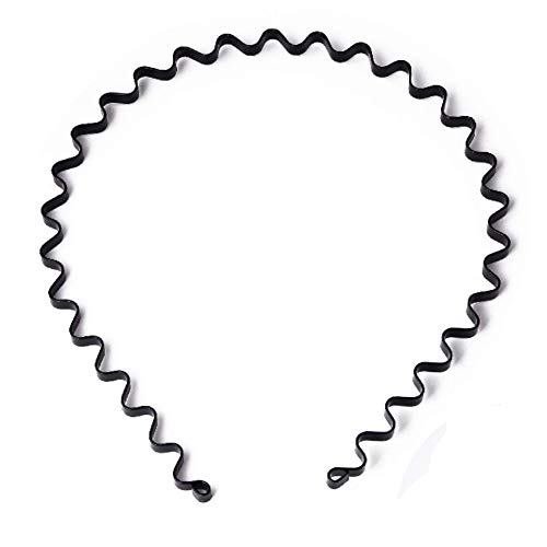 JIALEEY Hair Hoop Band, Unisex Black Spring Wavy Metal Hair Band Men Women Sports Headband Headwear Accessories