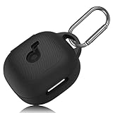 Anker PUCGUE Case Cover for Soundcore P40i, Shockproof Silicone Skin with Carabiner, Front LED & Logo Visible (Black)