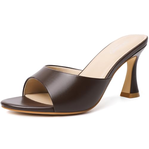 Image of Susanny High Heels for Women Pointed Open Toe Strappy Chunky Block Heels Ankle Strap Stiletto Kitten Heeled Sandals Wedding Bridal Party Prom Sexy Dress Shoes