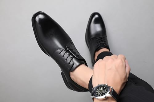 DECARSDZ Mens Classic Modern Formal Oxford Lace Up Derby Dress Shoes Black Use for Business Wedding Formal Dinners Church Services Theatre Performances - Image 6