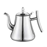 zoegneer bollitore in acciaio inox ispessito in cashmere con fondo piatto con colino, bollitore per tè, caffè, bollitore per acqua fredda (nastro 1,5 l)