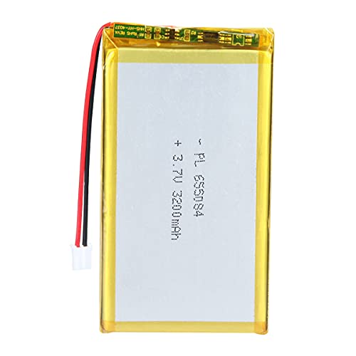 AKZYTUE 3.7V 3200mAh 655084 Lipo Battery Rechargeable Lithium Polymer ion Battery Pack with JST Connector