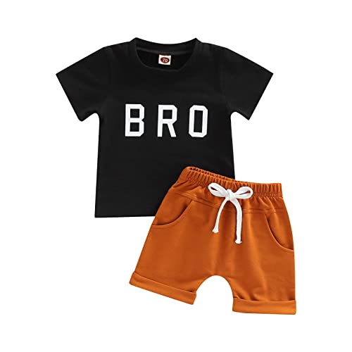 Ensemble de vêtements d'été pour nouveau-né garçon avec imprimé BRO à manches courtes et col rond avec cordon de serrage, b, 0-3 mois Cover