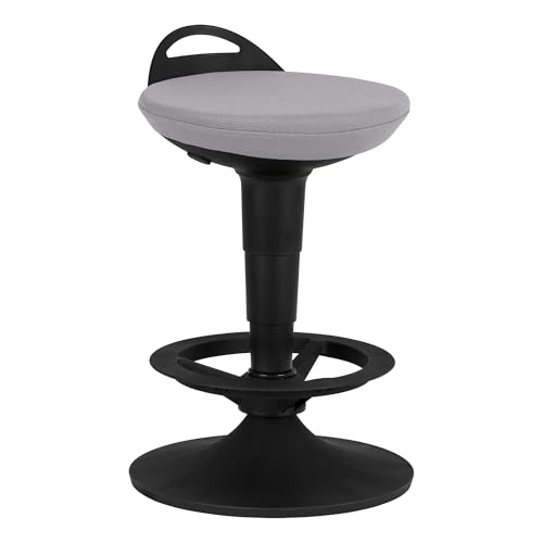 Image of Adjustable-Height Padded Lab Stool - Light Grey
