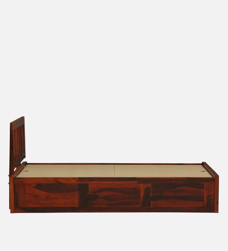 Image of Sheesham Wood Single Size Bed with Box Storage Solid Wood Cot Palang Wooden Double Bed Furniture for Bedroom Livig Room (Honey Oak Finish)