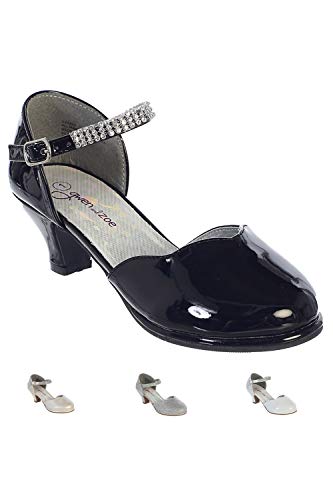 Image of Gwen & Zoe Girl Dress Shoes for Weddings and Parties - Big and Little Girl 2 Inch High Heel with Rhinestone Strap