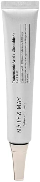 Mary&May Korean Skincare Tranexamic Acid + Glutathione Eye Cream - Reduces Dark Circles around the eye, Powerful Antioxidant, improve Uneven Skin Tone with Vitamin C, Morning/Night use, 12g/0.42 oz