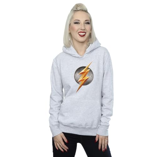 DC Comics Women's Justice League Movie Flash Emblem Hoodie Small Heather Grey