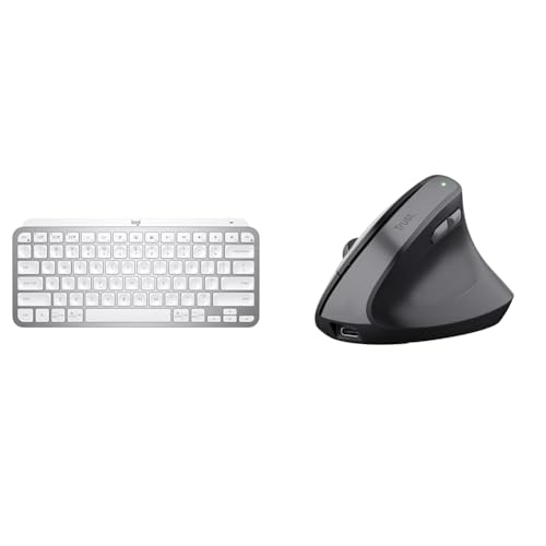Logitech MX Keys Mini & Trust Yuno Wireless Ergonomic Mouse, Rechargeable