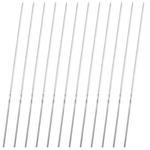 BAZEITFLOW 50 Piezas Brochetas para Barbacoa de Acero Inoxidable Planas Resistentes para Pinchos de Carne Parrilla Reutilizables y Aptas para Camping y Picnic