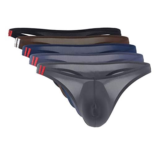 Panegy 5er Pack String Dessous Männer Tanga Bikinislips Unterwäsche Ultra Dünn Eisseide Unterhose Slips