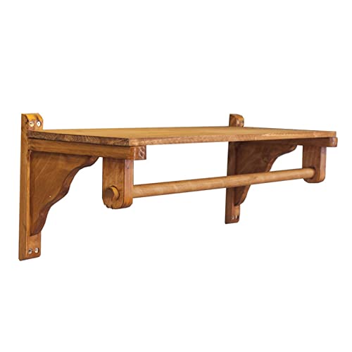 IxapA Clothing Rail Wall Mounted, Solid Wood Hand-Polished Clothes Hanging Rail Heavy Duty Wooden Garment Rack For Retail Display/Curved Hanger (Side Hanging 60Cm)