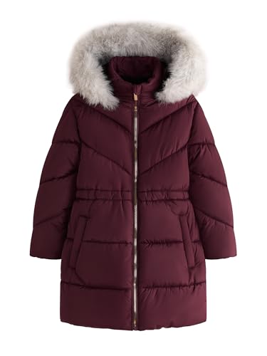 SOLOCOTE Girls Winter Coat Water-Resistant Hooded Quilted Puffer Sherpa Lining Faux-Fur Trim Heavyweight Long Parka for Kids