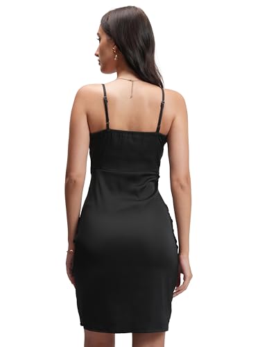 Image of Tokyo Talkies Women's Shoulder Straps Bodycon Short Dress | Chic & Stylish | Ruched | Perfect for Parties, Date Nights & Evening Glam