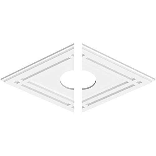 Image of Ekena Millwork CMP26X17DD2-05000 Diamond Architectural Grade PVC Contemporary, Two Piece Urethane Ceiling Medallions 26 inchW x 17 3 /8 inchH x 5 inchID x 9 inchC x 1 inchP