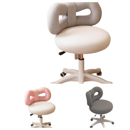 Zekono ダイニングチェア 椅子 デスク ドレッサー オフィス スツール パソコン おしゃれ 北欧 インテリア 化粧台 疲れない シンプルな腰掛 柔か快適 オシャレなドレッサー リビング (【快適なラムスキン+滑らかな5本爪スタイル】グレーとホワイトの