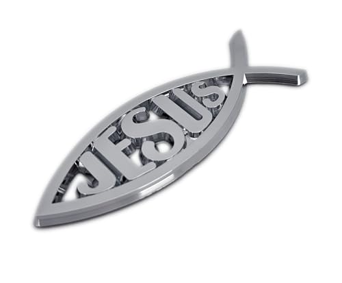 Image of Elektroplate Christian Jesus Fish OEM Chrome Emblem for Cars, Trucks, and All Auto | Universal Fit at 4.0 inch x 1.4 inch | Weatherproof