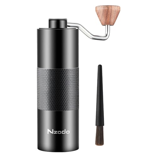 NIZODO Manual Coffee Grinder - Capacity 25g Hand Crank Coffee Grinder Conical Burr Adjustable Setting, Portable Mill Faster Grinding Efficiency Espresso to Coarse, Ideal for Camping and Travel