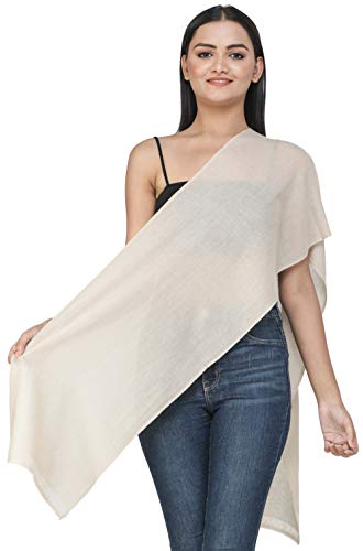 Écharpe pur cachemire tissé du Népal beige contre le froid